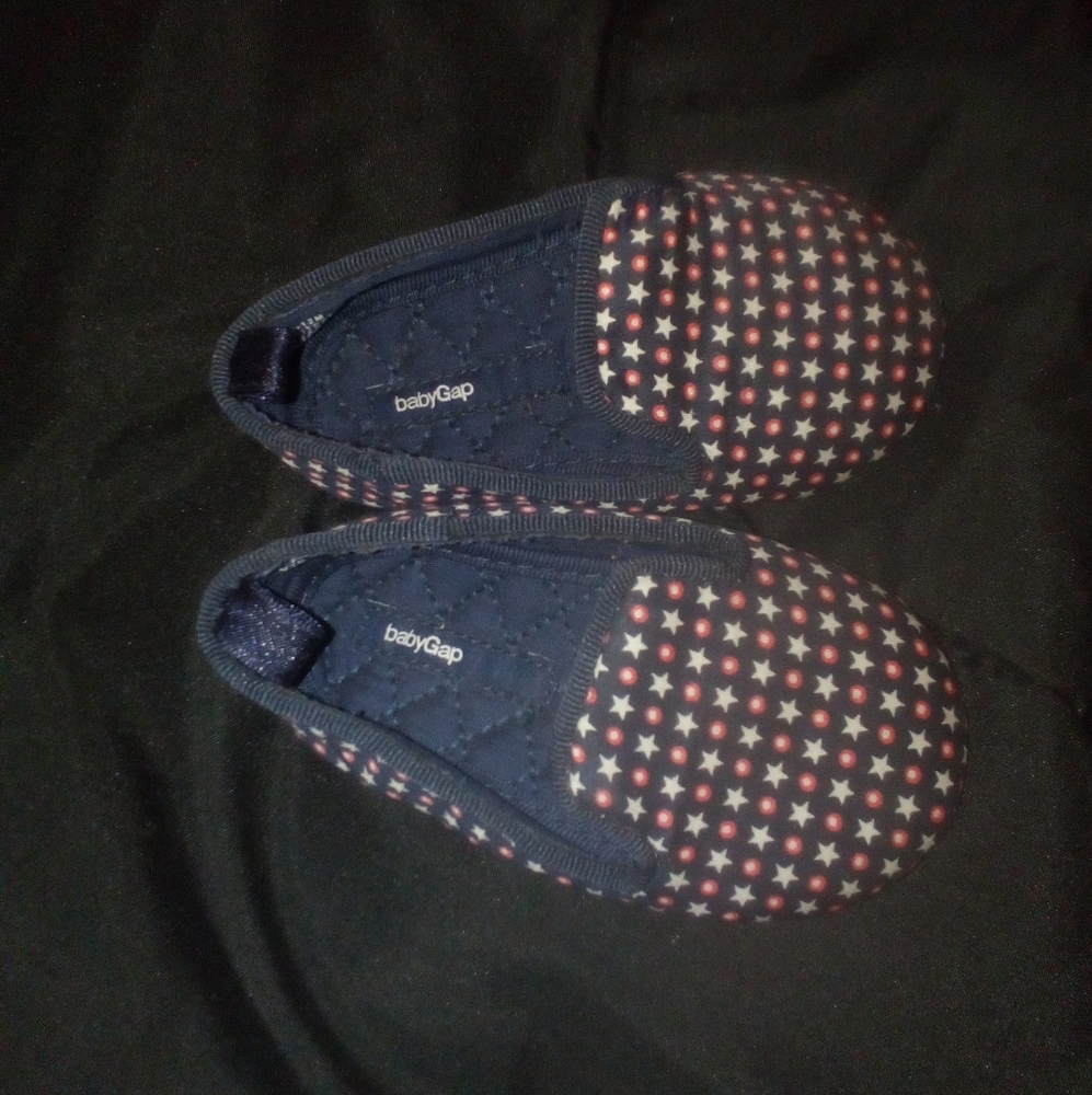 Baby Gap red white and blue slip ons
